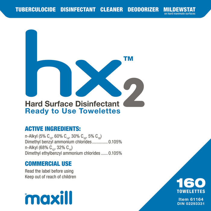 CE Certified hx2™ Hard Surface Disinfectant Ready to Use Medical Grade Towelettes - 160 Wipes - Stronger Than Lysol Wipes - Health Canada Approved - Made In Canada