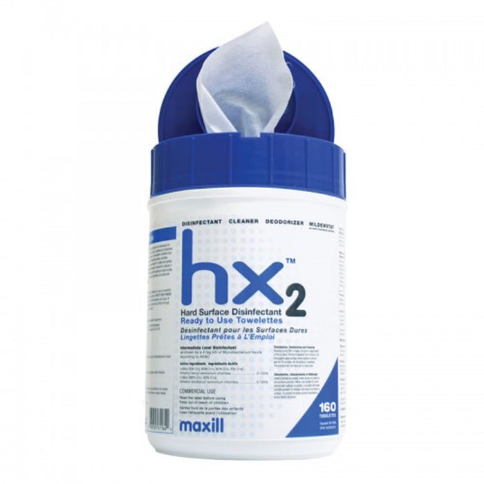 CE Certified hx2™ Hard Surface Disinfectant Ready to Use Medical Grade Towelettes - 160 Wipes - Stronger Than Lysol Wipes - Health Canada Approved - Made In Canada